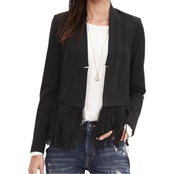 Banana Republic Jackets & Blazers - Banana Republic Black Fringe Blazer